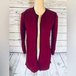 Women’s Medium Petite Sweater Cardigan Chico’s 1P Dark Red Heavyweight Open Soft